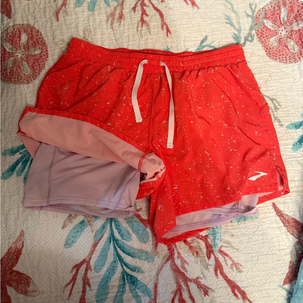 Brooks Orange Athletic Shorts Lightweight Quick-Dry